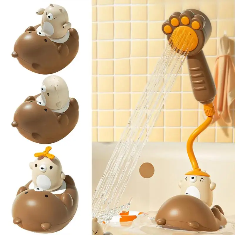 Cabezal de ducha para baño de bebé, bañera con pulverizador, oso giratorio, cabezal de ducha para niños pequeños, lindos juguetes acuáticos para bebés, juegos de piscina para niños mayores de 2 años