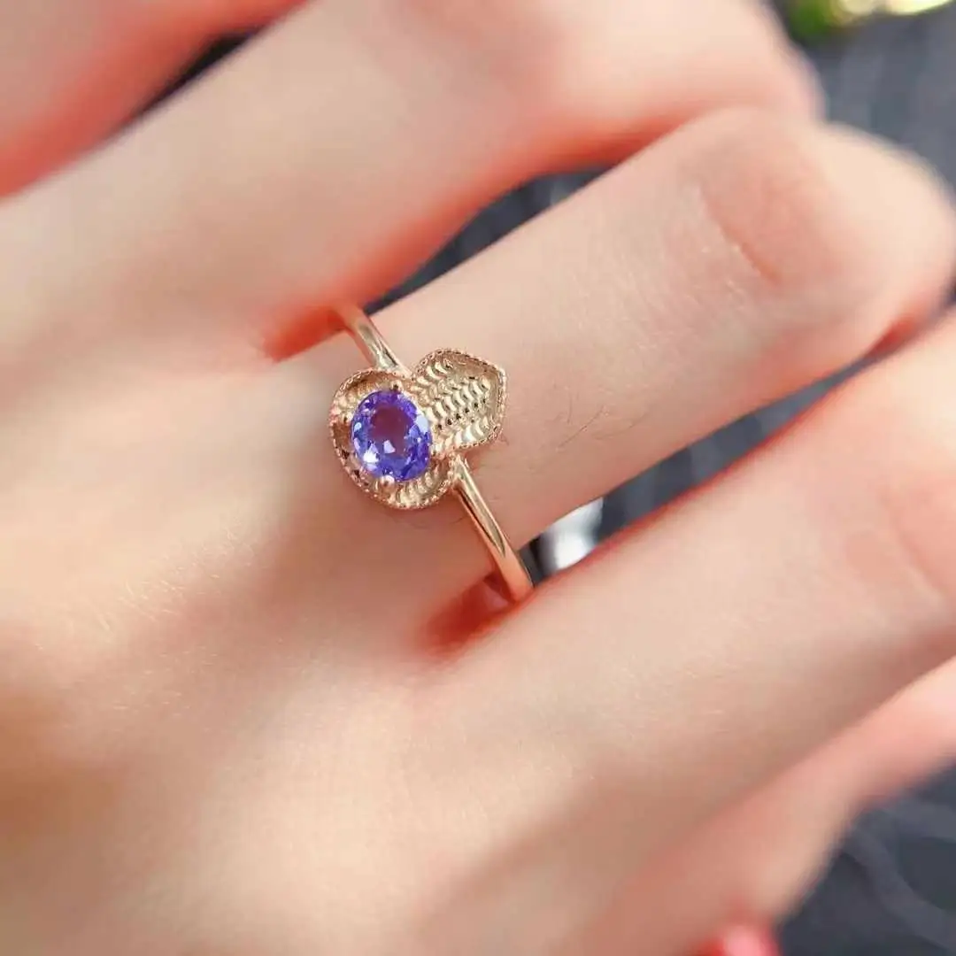 

Personality Trend 100% Real Natural Tanzanite Ring 925 Sterling Silver Delicate Women Ring Fine Jewelry