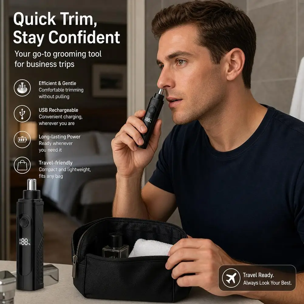 3 in 1 Electric Nose Ear Hair Trimmer for Men LED Display Portable USB Rechargeable Painless Hair Removal Kit for Men Women 2026