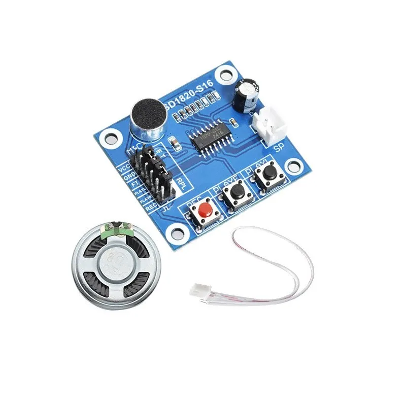 Новый голосовой модуль записи ISD1820, запись и воспроизведение, плата с микрофонной головкой, бесплатный динамик мощностью 0,5 Вт.