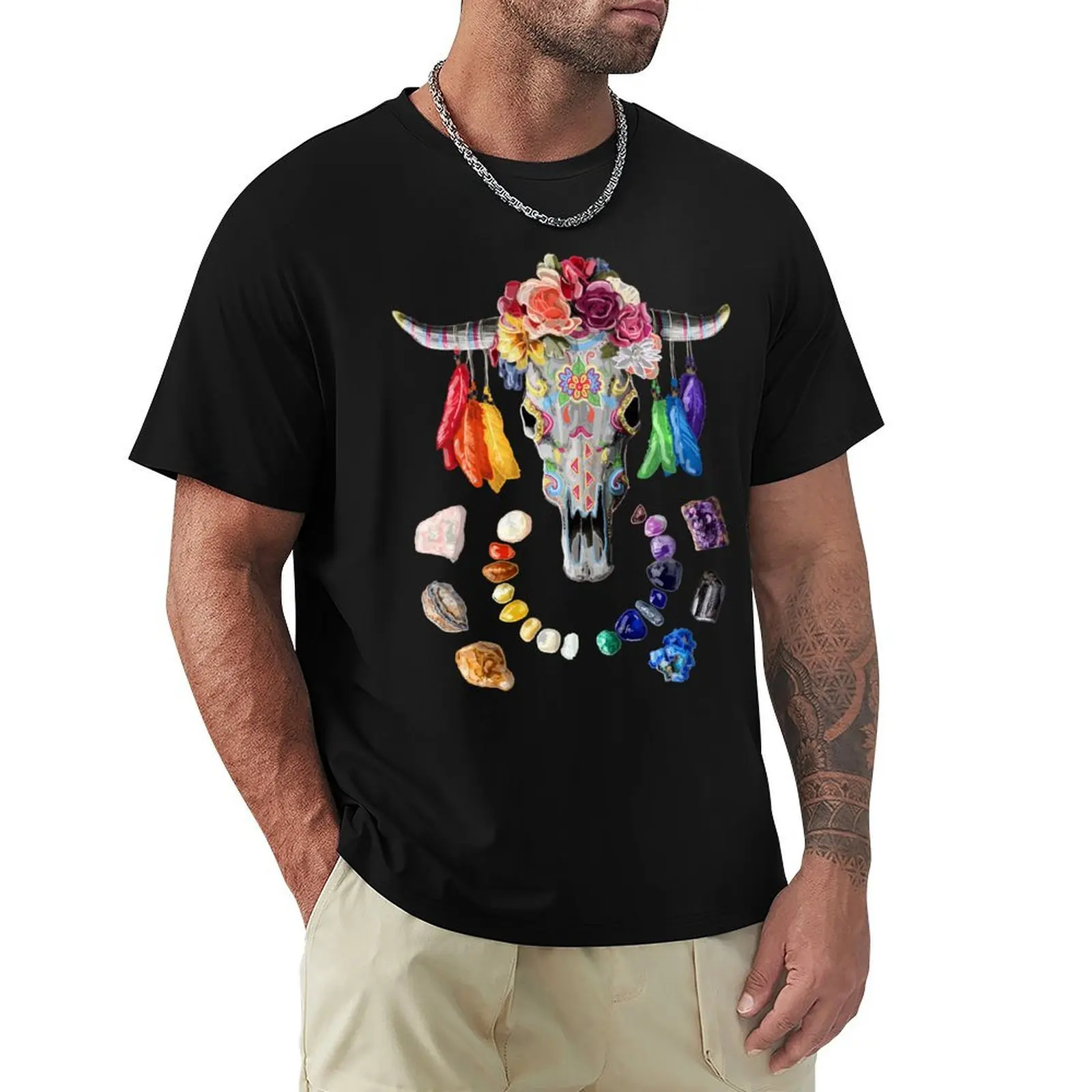 Steer Skull T-Shirt Work Outdoor Short Sleeve Tee