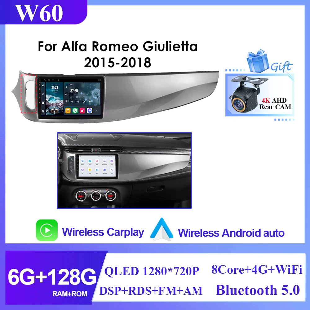Android 16 Auto DVD voor Alfa Romeo Giulietta 2010 - 2018 Radio Multimedia Speler GPS Navigatie 5G wifi BT HDR QLED Geen 2din DVD