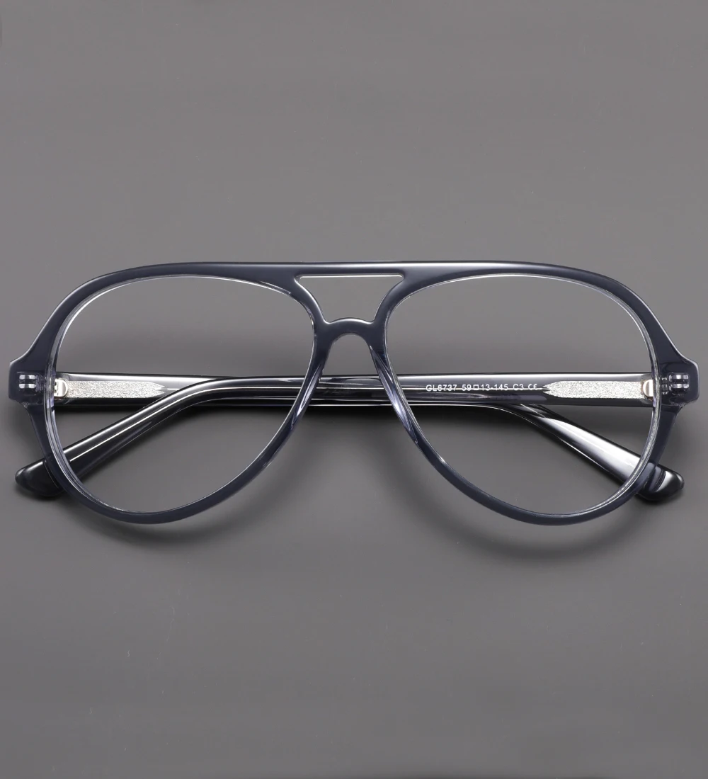 Pilotenbrille aus Acetat mit großem Rahmen für Herren, individuelle Korrektionsbrille, Persönlichkeits-Lesebrille, modische Brille – Detail 1