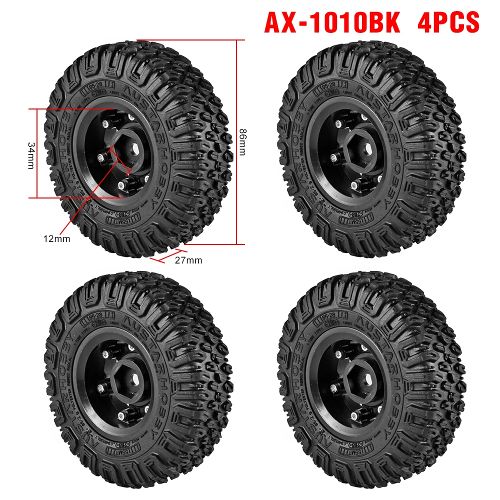 AUSTARHOBBY RC Tires 1.55inch Plastic Wheel Rim Rubber Tyre for 1/10 RC Crawler Car