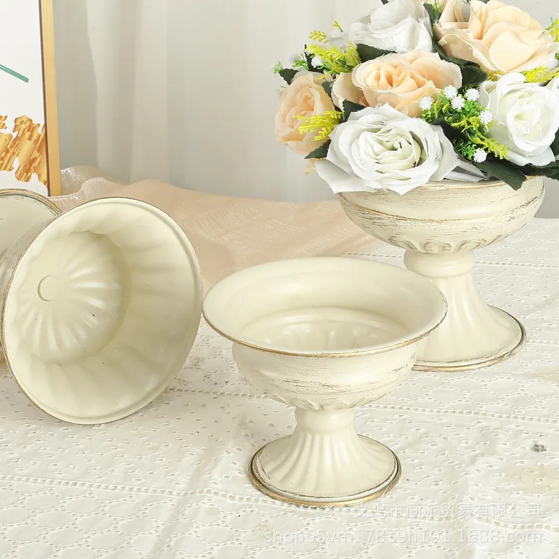 Vintage Style Flower Pot Urn Vase  Flower Pot Roman Planter Floral Arranging Floral Art Pillar Metal Wedding Party Birthday