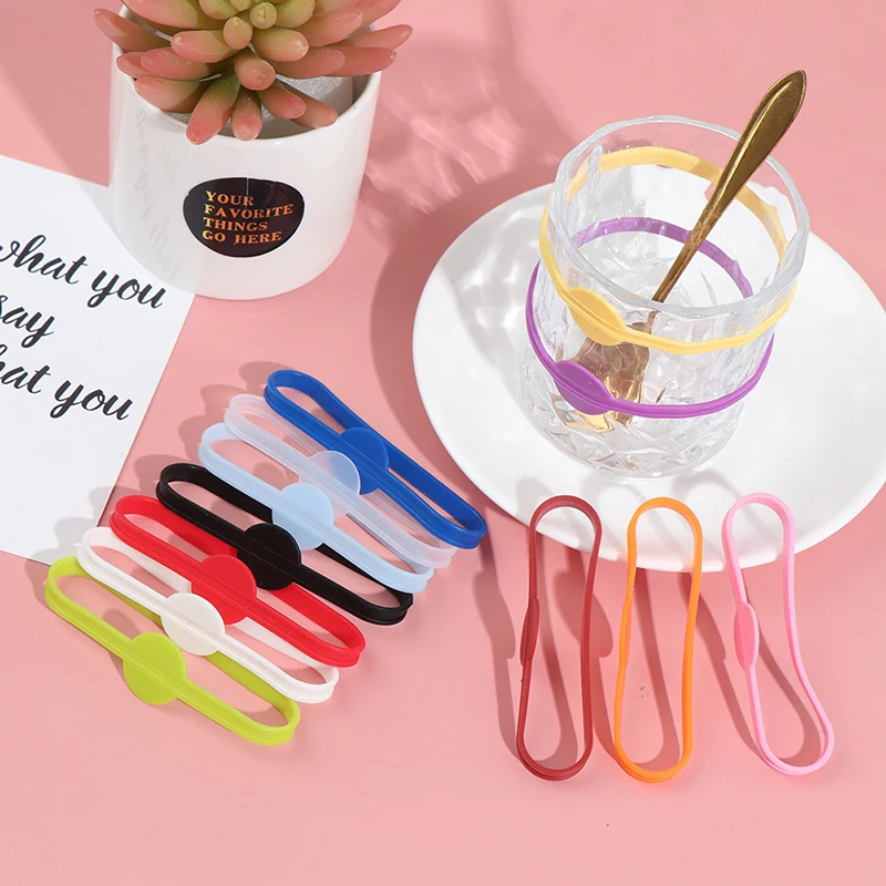 12PC Silicone Drink Markers Wine Glass Charms Glass Cup Glass Bottle Strip Tag Marker Labels for Cups Cocktail Glass Party Guest