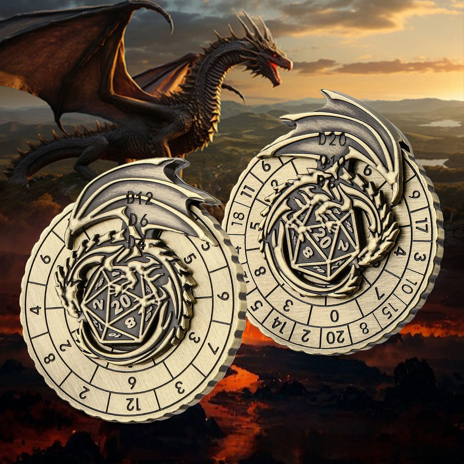 Cercle Dragon volant métal Fidget Spinner EDC plateau tournant main Spinner jeu de société DND dés adulte anti-Stress jouets cadeaux