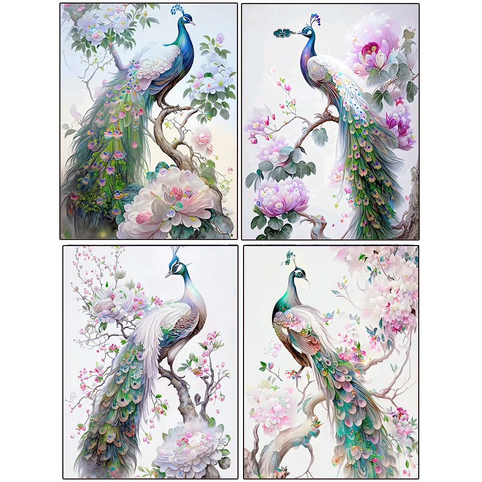 

5D DIY Peacock Diamond Colored Animal Full Circle Square Diamond Embroidery Mosaic Cross Embroidery Set Home Decoration Gift