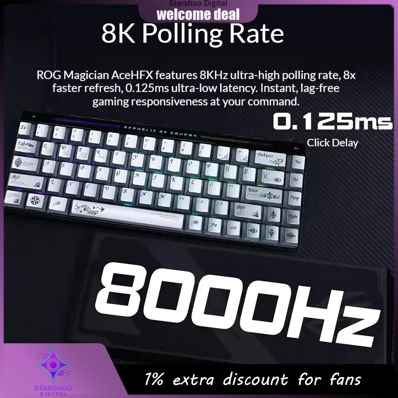 

2026new ROG Magus - Time Wired HFX Magnetic Switch Mechanical Keyboard for PC Gaming One-Click RT 8K Polling Rate Touch SmartBar