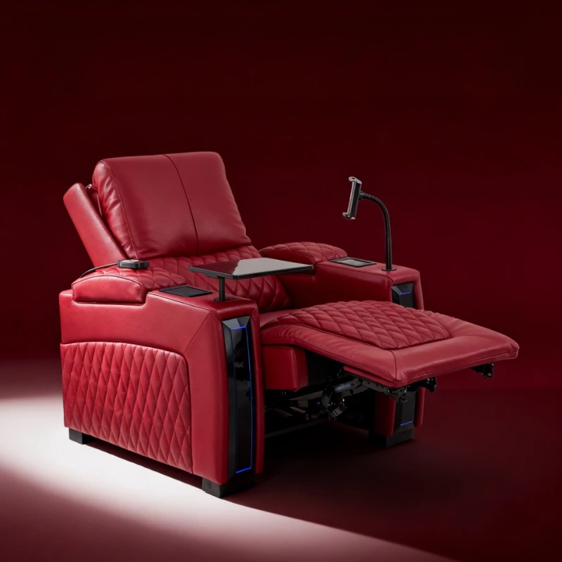 High-end Italian light luxury first-layer cowhide electric sofa, cinema first-class audio-visual room sofa