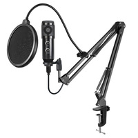 Mic Boom Arm Stand Kit With Usb Microphone 192khz/24bit Studio Condenser Sound Card Shock Mount Pop Filter For Youtuber Karaoke