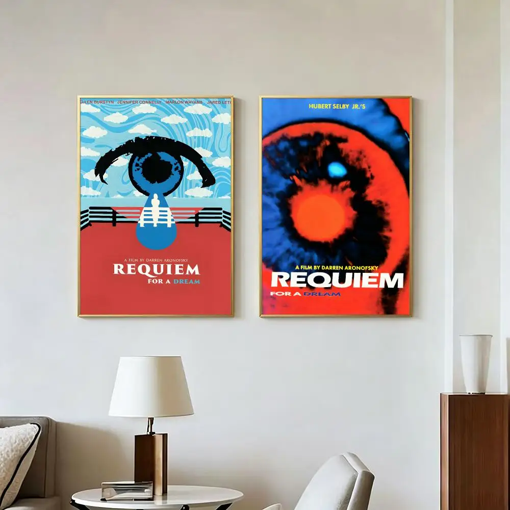 Movie Dark Requiem for a Dream Poster Peel And Stick Wall Art Self Adhesive PP Waterproof Wall Decor Living Room Bedroom Gift