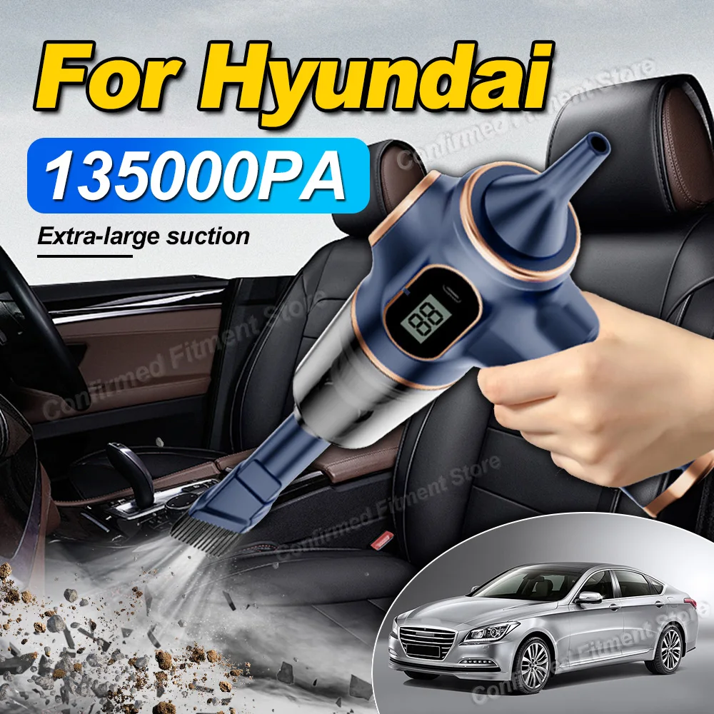 Wireless Portable Auto Vacuum Cleaner 135000PA Extra-Large Suction For Hyundai Ioniq Equus Genesis Veracruz Entourage Azera