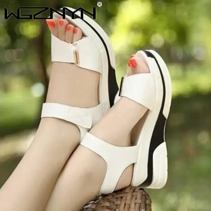 High Heel Sandals Women\'s Summer New Designer Platform Open Toe Wedges Heel White Sandals Wedges Shoes for Women Fashion Shoes