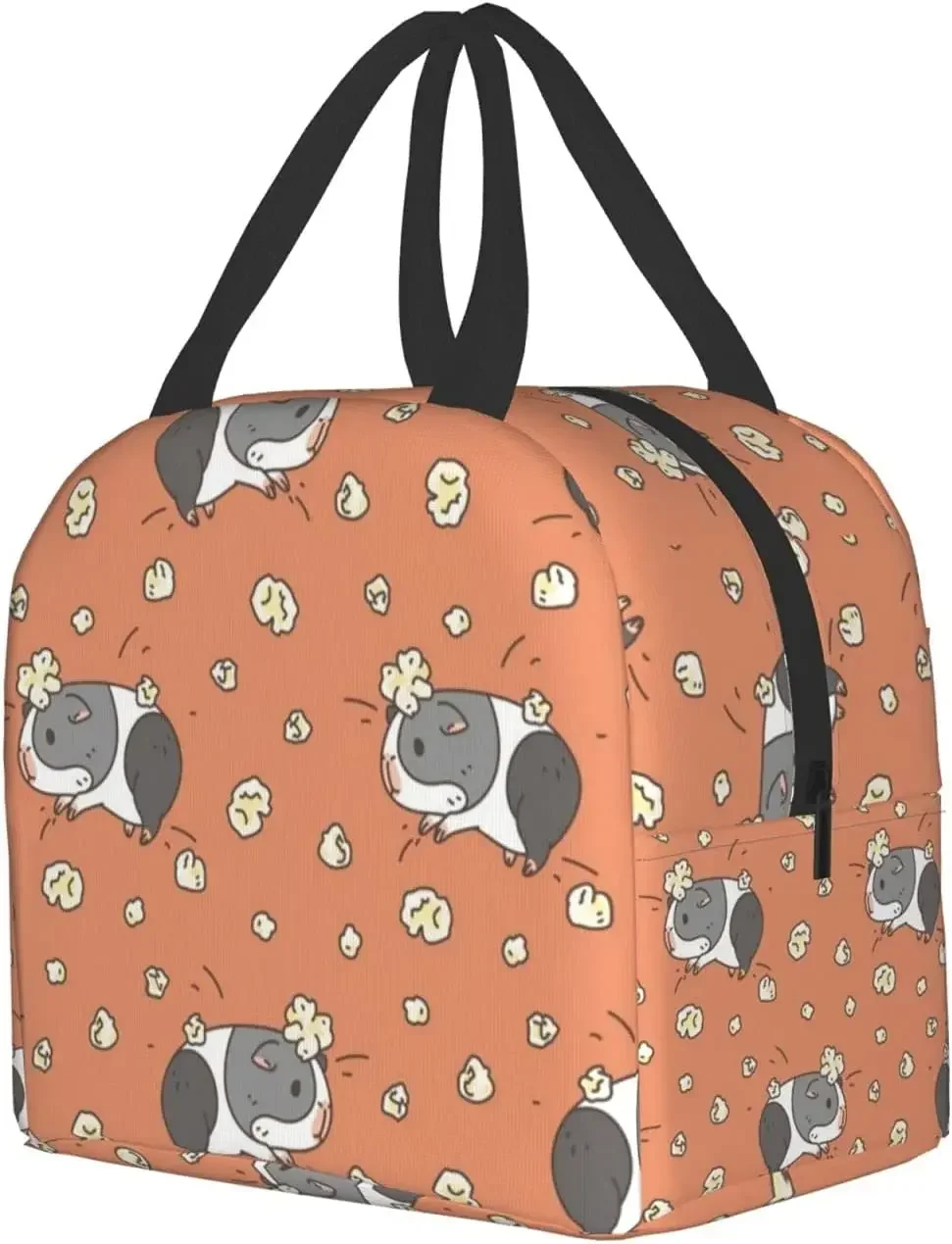 Guinea pig with popcorning Lunch Box Insulated Lunch Boxes Waterproof Lunch Bag Reusable Lunch Tote With Front Pocket For Beach