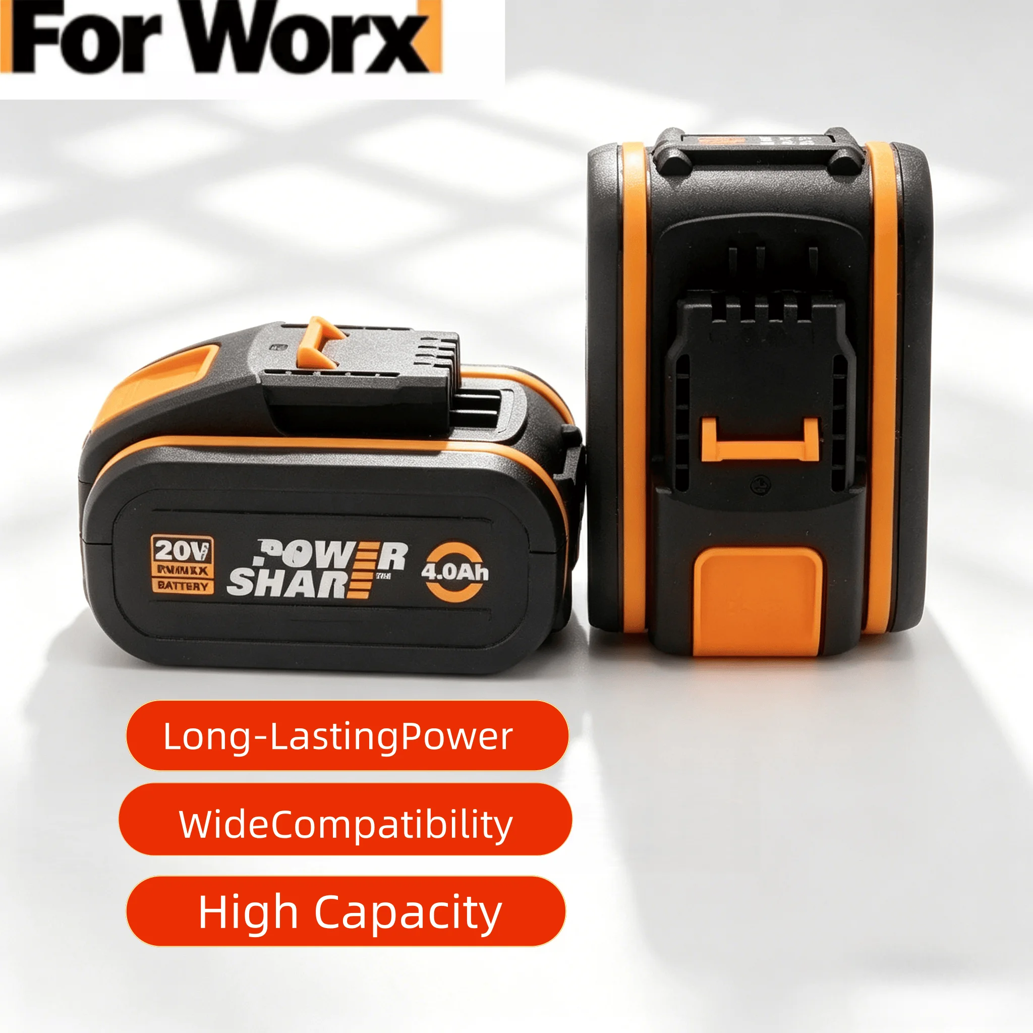 

20V 6.0Ah/8.0Ah High Performance18650 Li-ion Battery for WORX WA3551.1 WA3553 WA3641 WX373 Power Tools with charger