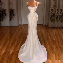 Kadisua White Evening Dress Sexy Shawl Lapel Pleat Floor Length Beads Sleeveless Elegant Women Gown Prom Dresses Special Event