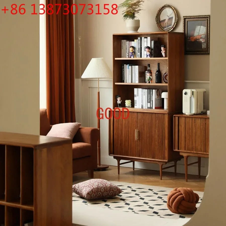 American Combined Bookcase European Style Solid Wood with Ladder Storage Cabinet Retro