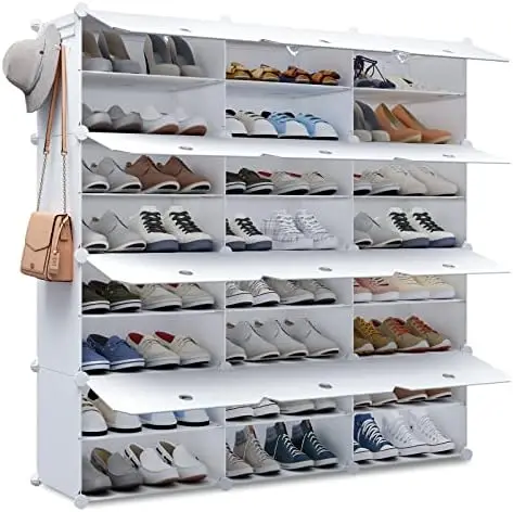 

Portable Shoe Rack Organizer 36 Grids Tower Shelf Cabinet Stand Expandable for Heels, Boots, Slippers, White