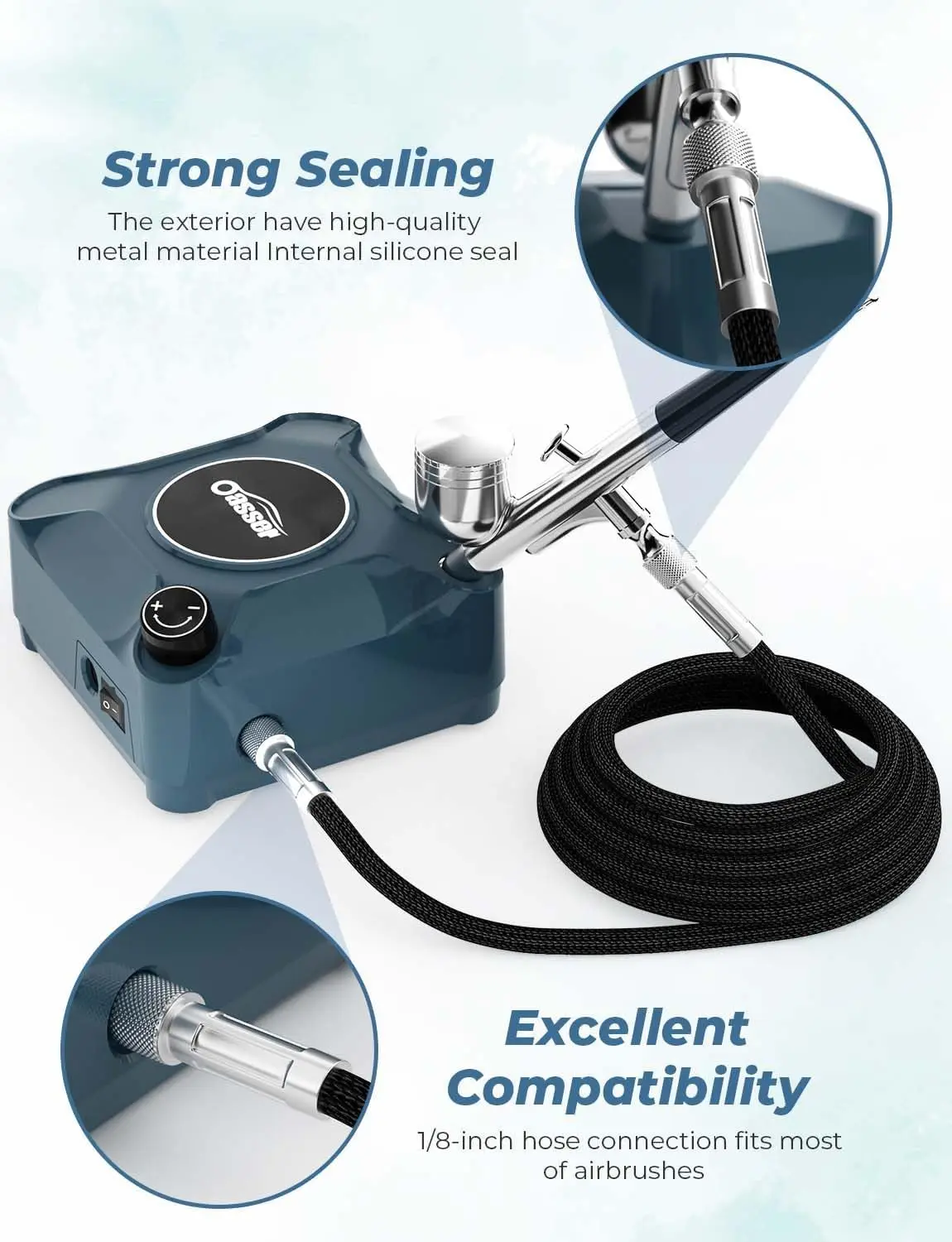 Kit de aerógrafo de dupla ação com compressor, 40 PSI para unhas, maquiagem, modelos, projetos DIY
