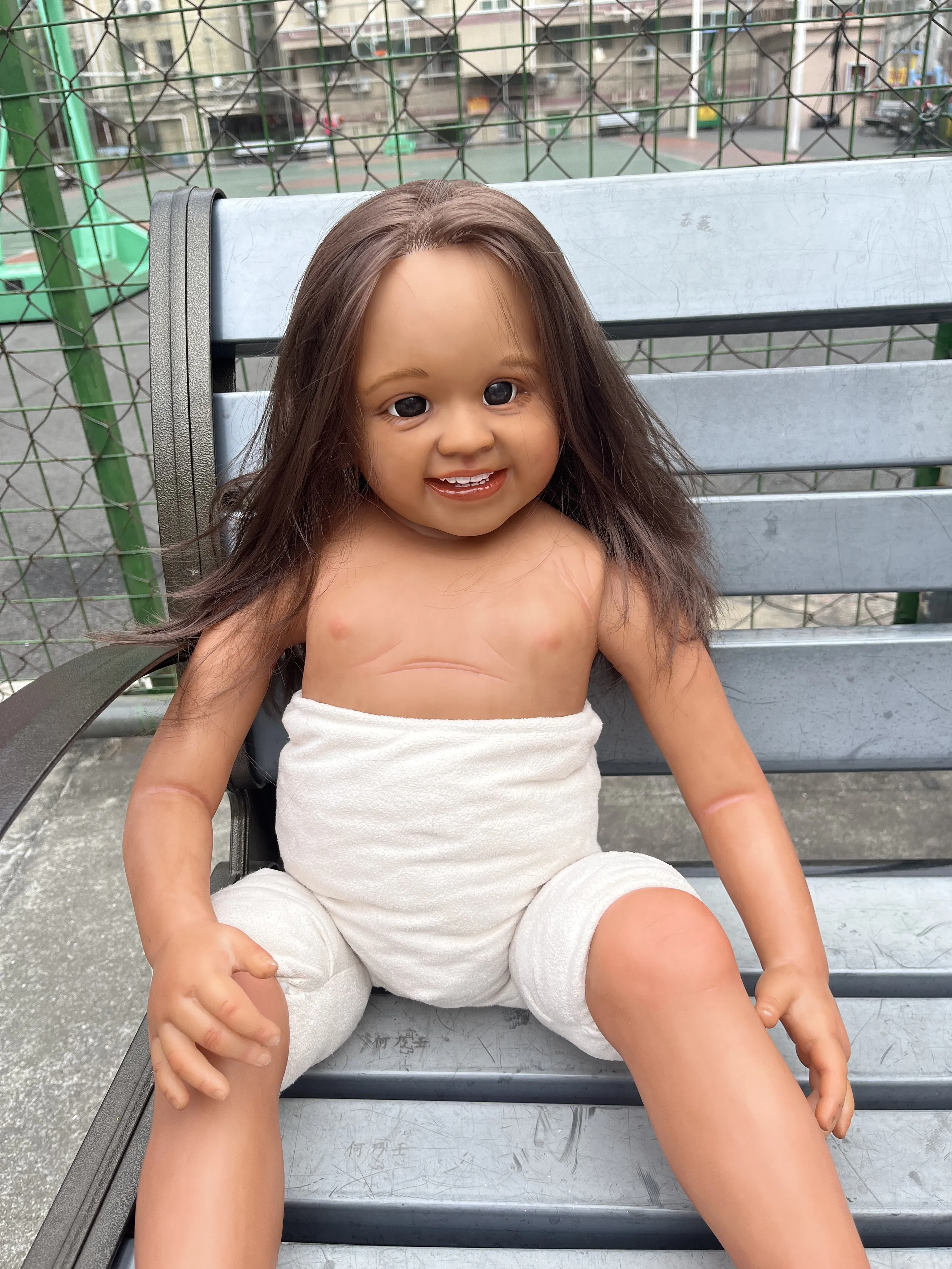 

FBBD Customized Limited Supply 32inch Reborn Baby Doll Shanti Dark Skin Painted Kit DIY Part Real Photos Christmas Gift