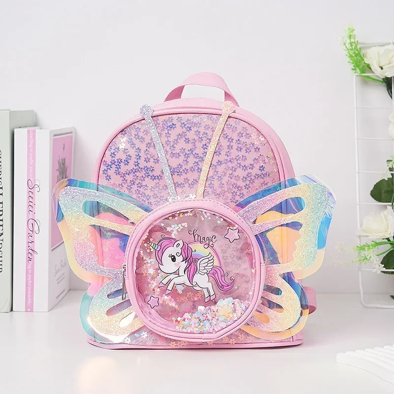 Children Sequin Unicorn Butterfly Kindergarten Backpacks for Baby Girls Cartoon Casual Schoolbag Princess Bag Girls Gifts