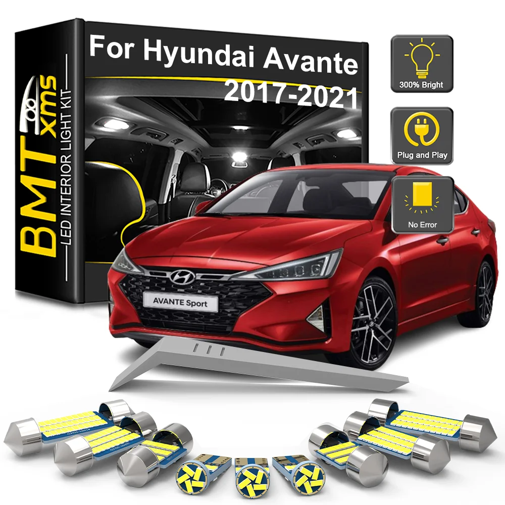 

BMTxms 13 шт. комплект светодиодных ламп для внутреннего освещения для Hyundai Avante AD 2017 2018 2019 2020 2021 автомобильная светодиодная купольная лампа с картой автомобильные аксессуары