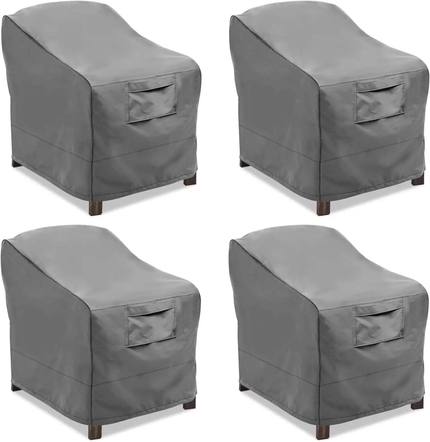 

Patio Chair Covers, Heavy Duty Waterproof Outdoor Furniture Cover for Deep Seat Lounge (4 Pack, Large, Grey)