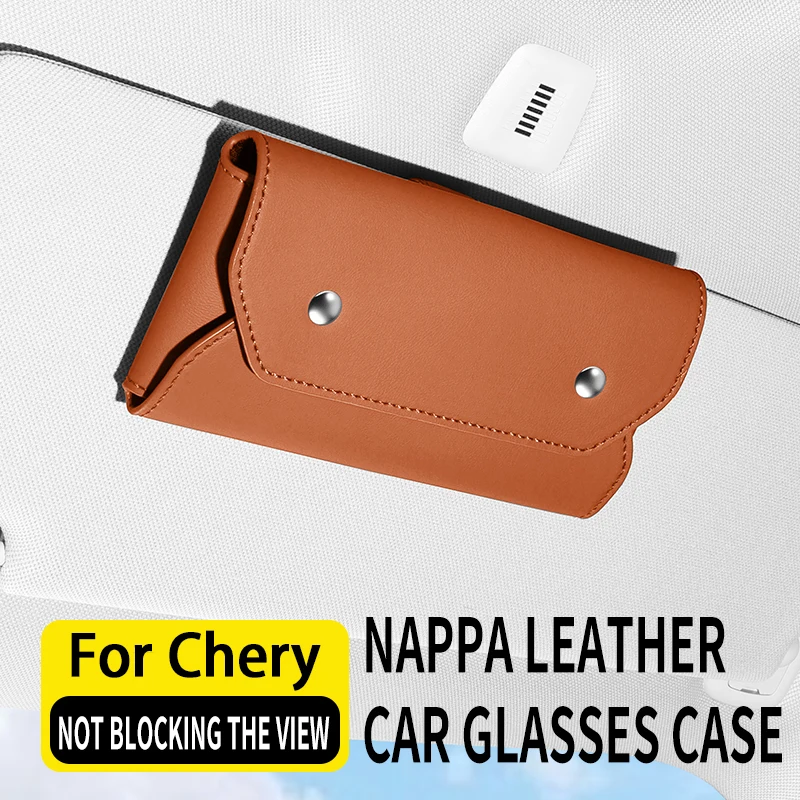 Car Glasses Case For Chery Tiggo 7 Tiggo 8 Tiggo 5x OMODA C5 Arrizo 8 PHEV Napa Leather Glasses Clip H-style Eyeglass Case