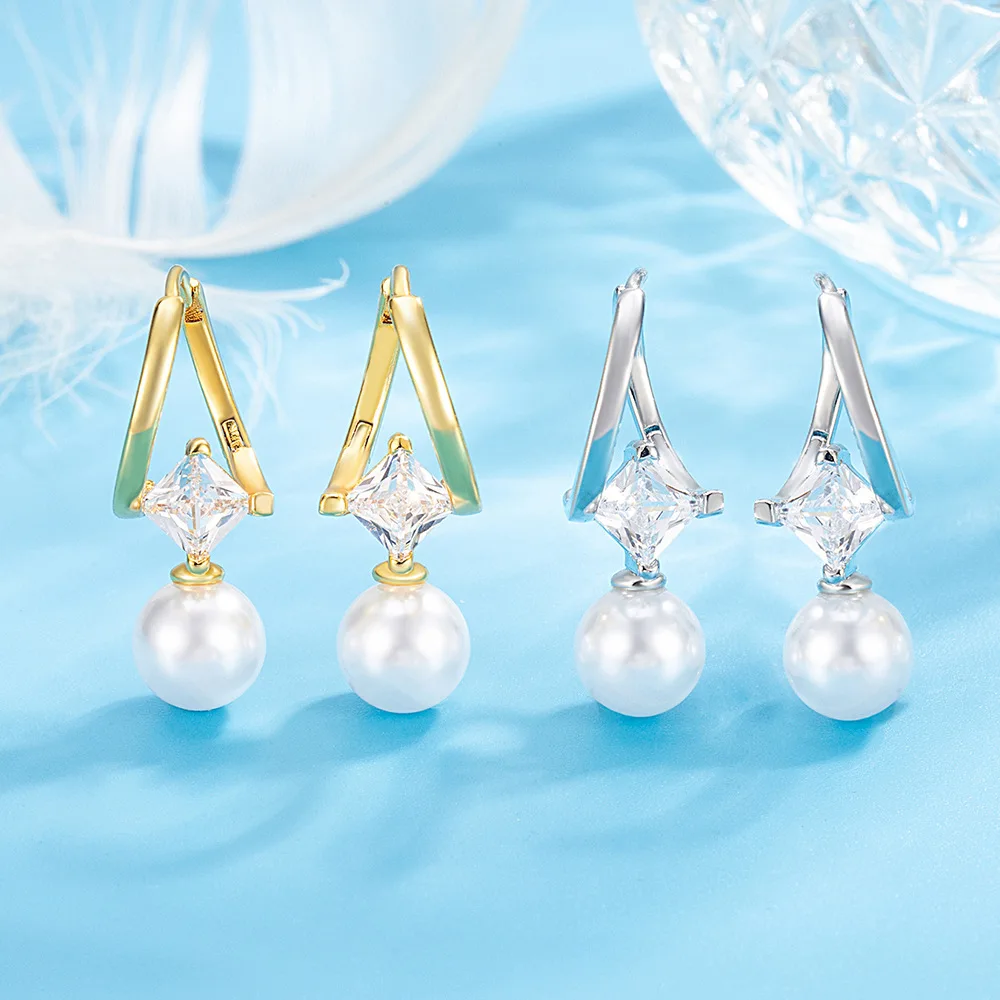 

925 Sterling Silver Pearl Earrings Woman Luxury Earring Wedding High Quality Jewelry Accesories Wholesale Prevent Allergies