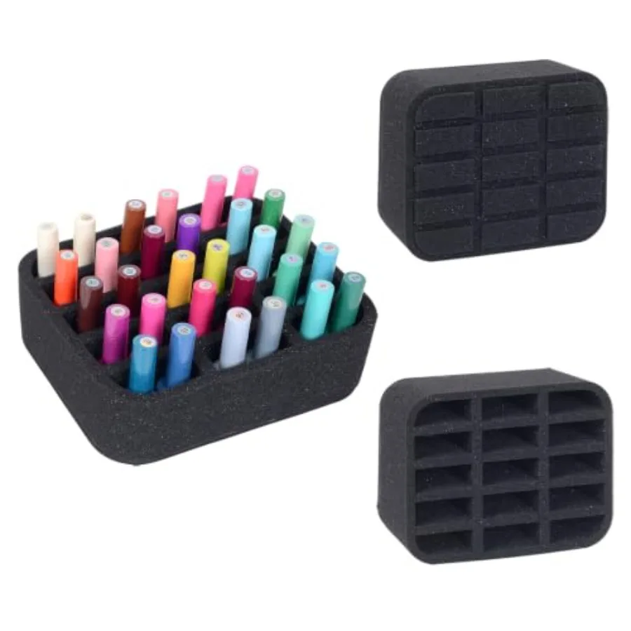 Nail Polish Organizer Holder Foam Pad DIY with 15 Slots for Storage Nail Polish or Essential Oil Tray for Drawers Black