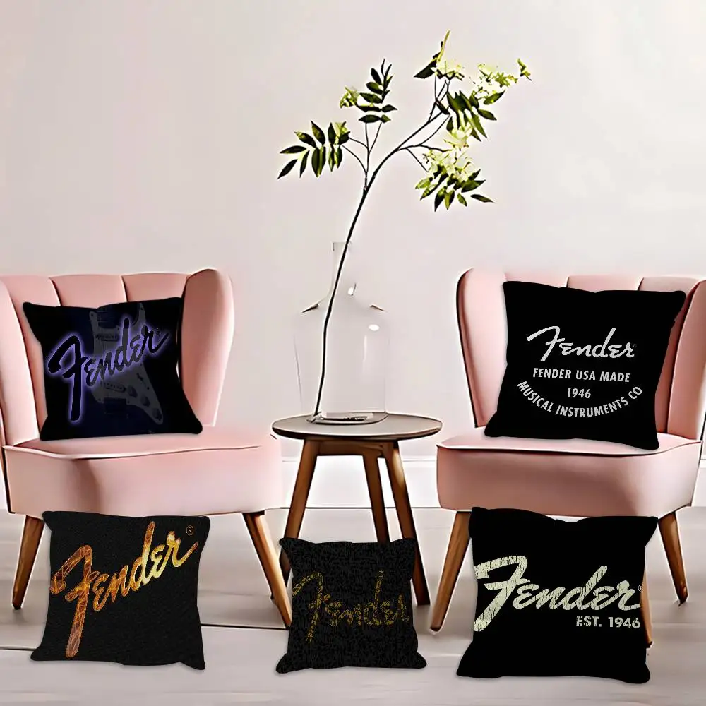 Fender Logo Cushion Cover Inches Farmhouse Decor Home Throw Pillow Covers for Couch Decorations