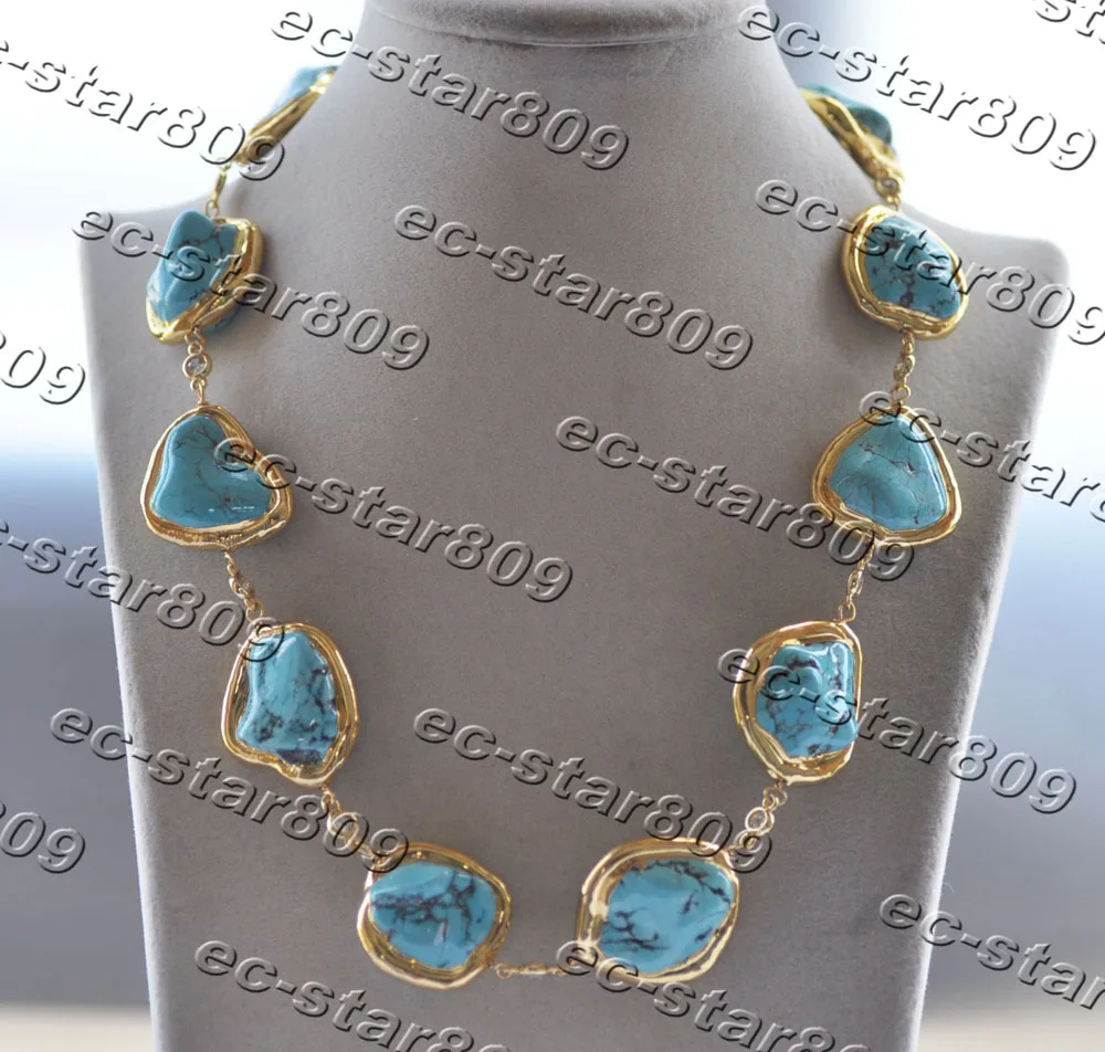 

Z11355 20" 30mm Baroque Blue Turquoise Necklace