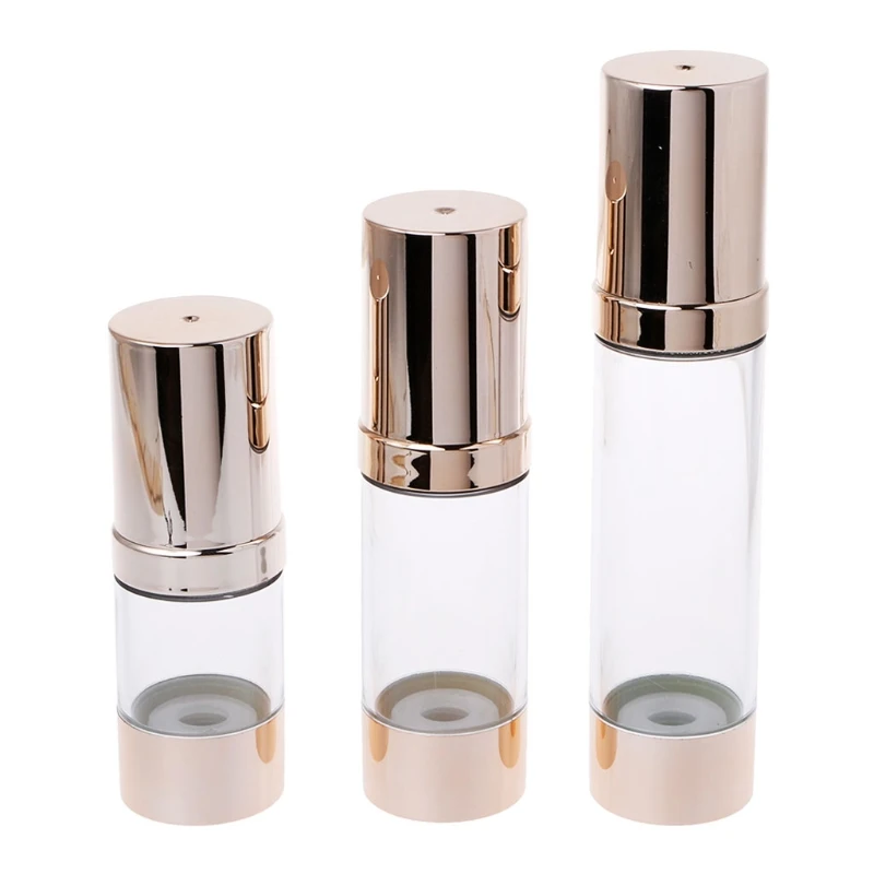 

50ML gold plastic airless pump bottle lotion/emulsion/serum/whitening liquid essence/foundation toner skin care cosmetic packing