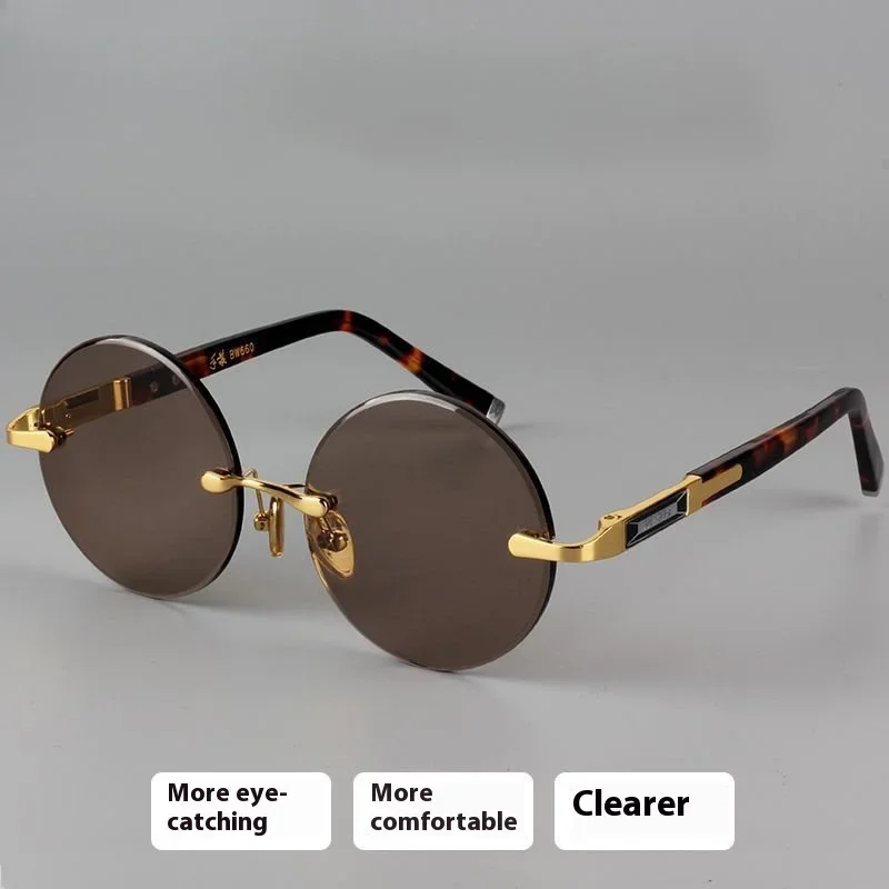 Herren-Sonnenbrille aus Kunstharz, rahmenlos, UV400-Sonnenbrille, coole Augenschutzbrille, dekorative Sommer-Sonnenbrille