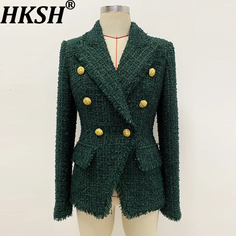 

HKSH Autumn New Women American Fashion Hign Street Suit High-end Sense Fringe Trim Tweed Slim Fit Blazers Chic Ins Shorts HK8651