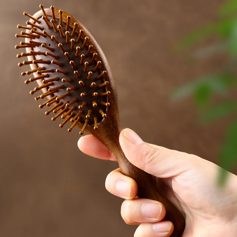 Gourd Handle Sandalwood Air Cushion Comb Airbag Fluffy Comb Household Solid Wood Comb Durable Head Massage Comb