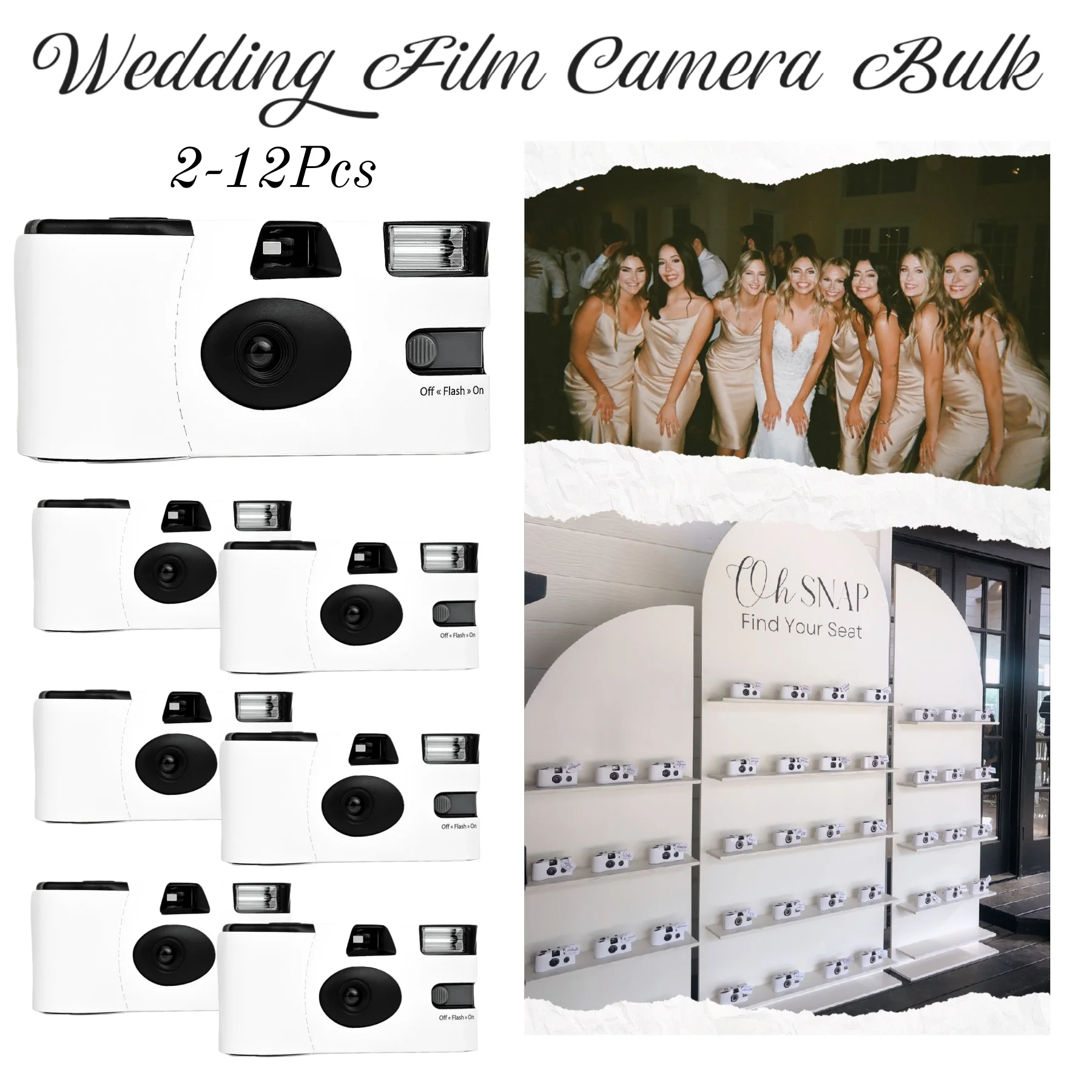 

2-12PCS Wedding Disposable Camera One Time 35mm Film Camera 17 Roll Flash Camera for Anniversary Birthday Gift Party Vacation