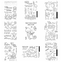 Kittens Mittens Clear Stamps and Metal Cutting Dies Bunny Rabbits with Babys Stamp for DIY Scrapbooking Album Art Greeting Card