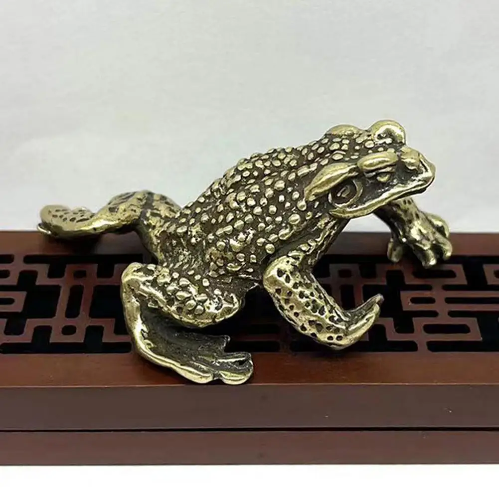 Miniature Toad Statue for Desktop Ornament, Retro Brass Sculpture, Table Toy, Ornament Decoration