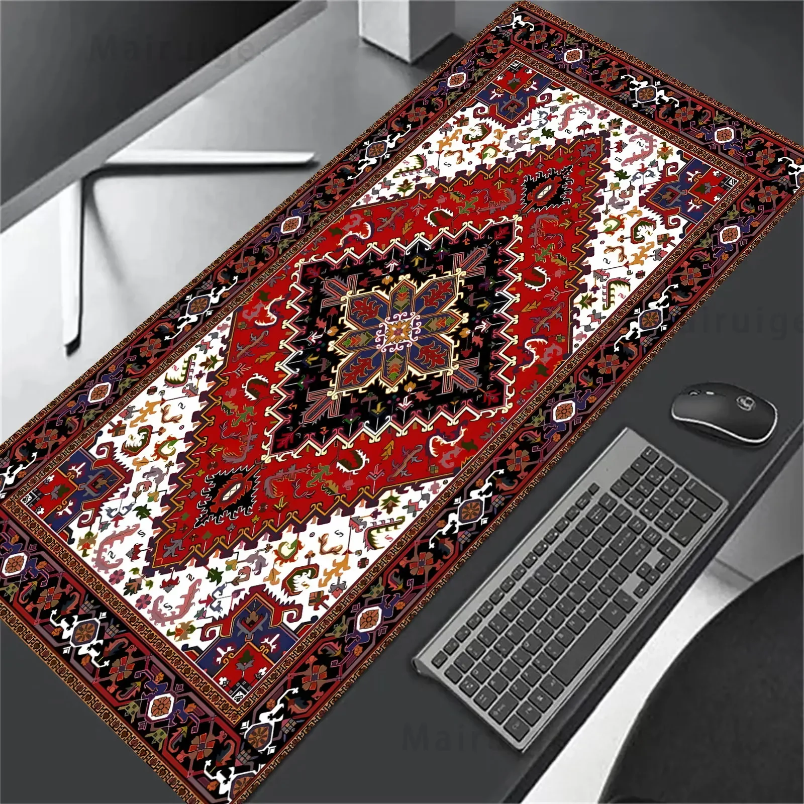 Red Persian texture pattern mouse pad Desktop gadget game player Carpet office home XXL computer desk mat non-slip washable