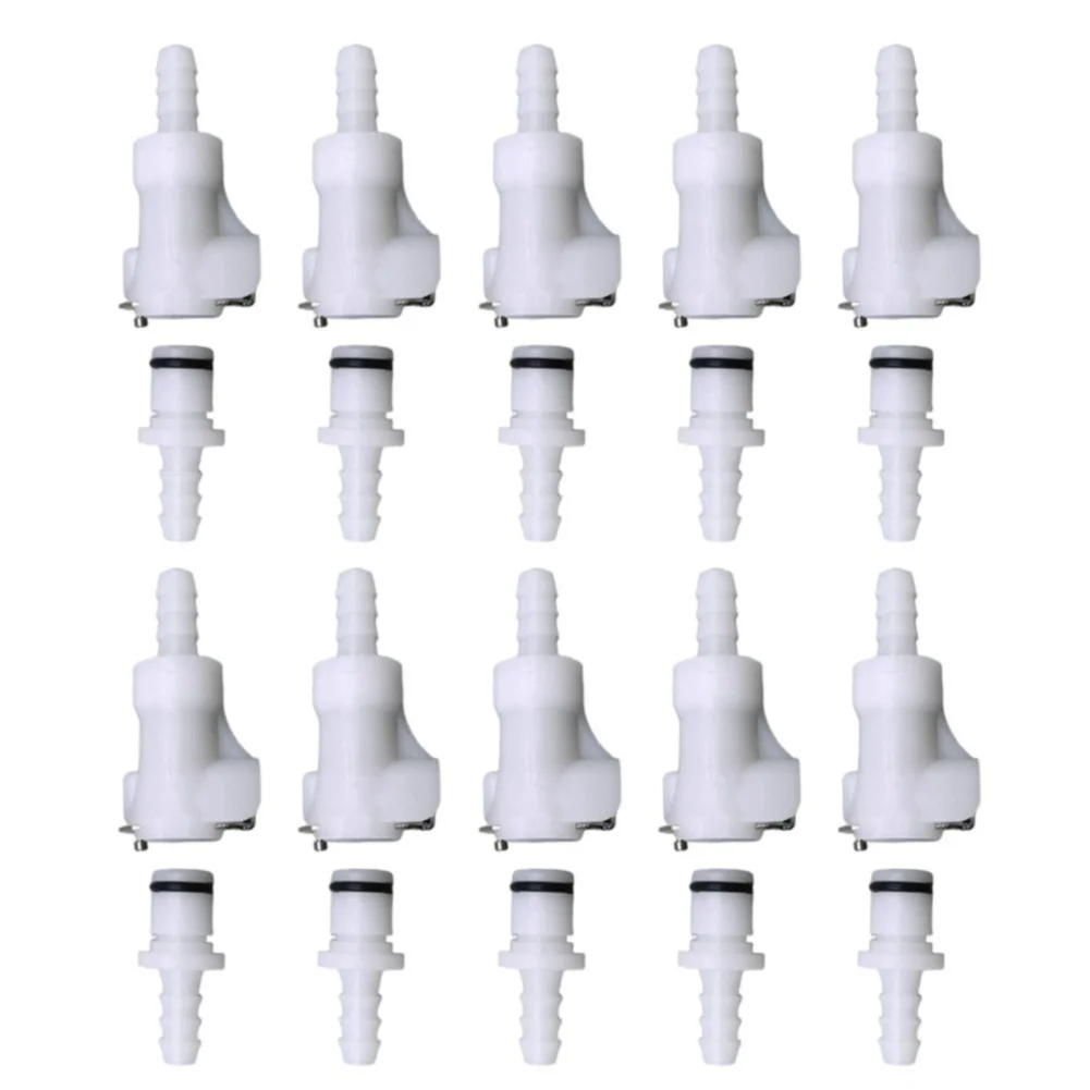 1/4 Inch Quick Disconnect Coupling Set 5 Pairs Plastic Male Female Fittings with Stainless Steel Spring Lock for Hand Use