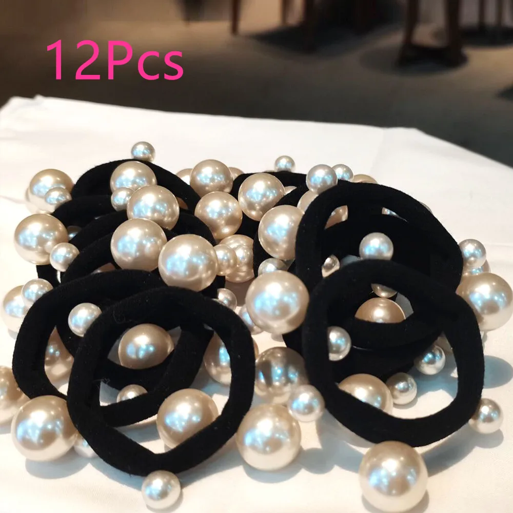 

Набор из 12 винтажных бархатных колец для волос с жемчугом; популярная повязка для волос в стиле ins для женщин; корейский темпераментный аксессуар для волос