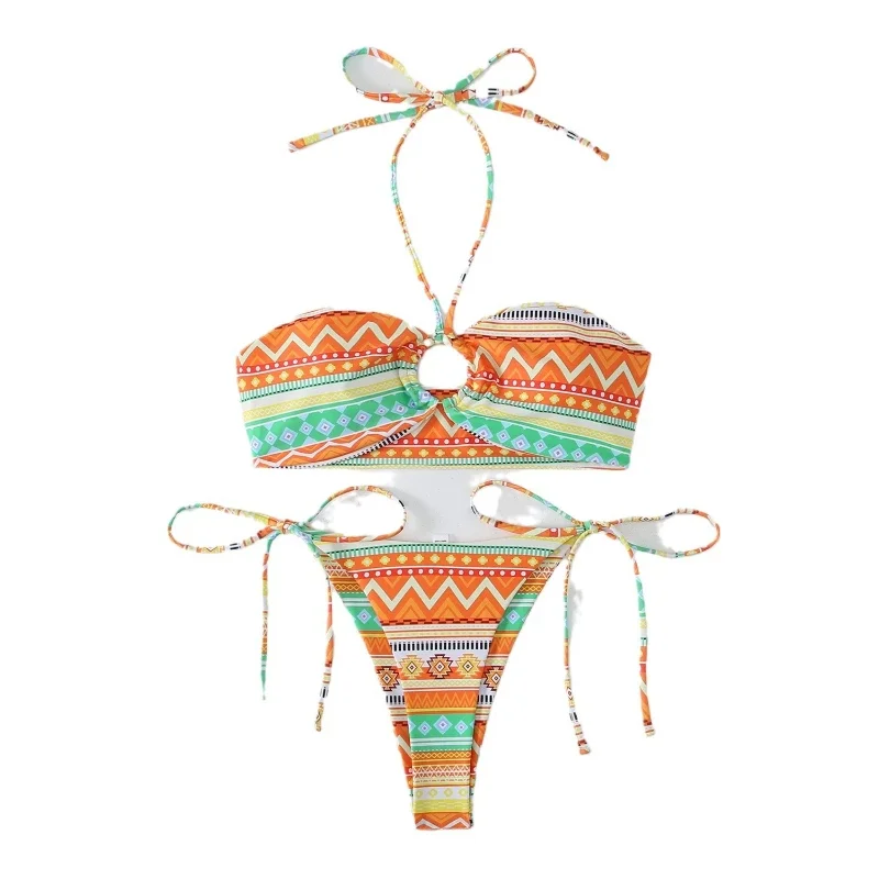 Vintage bikini kwiatowy nadruk stroje kąpielowe damskie trójkątny strój kąpielowy bikini zestaw mikro stringi bandaż kostiumy kąpielowe seksowne kostiumy kąpielowe