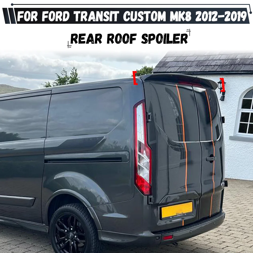 Image of Heckdachspoiler für Ford Transit Custom MK8 2012-2019 Glänzend Schwarz / Carbon-Look Heckklappflügel Karosserie-Kit