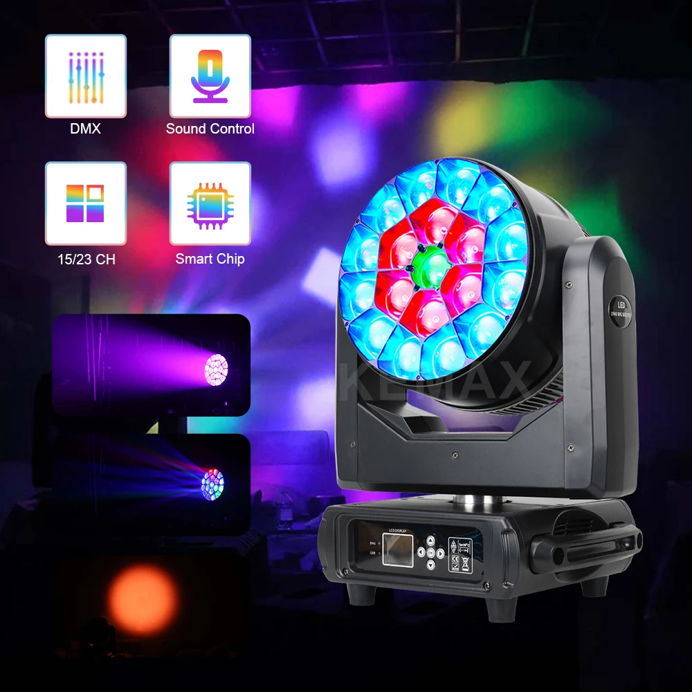 

LED Moving Head Wash Lights 19X40W RGBW Big Bee Eye Zoom DMX512 Disco Party DJ Focusing Stage Equipment Concert Nightclub Bar