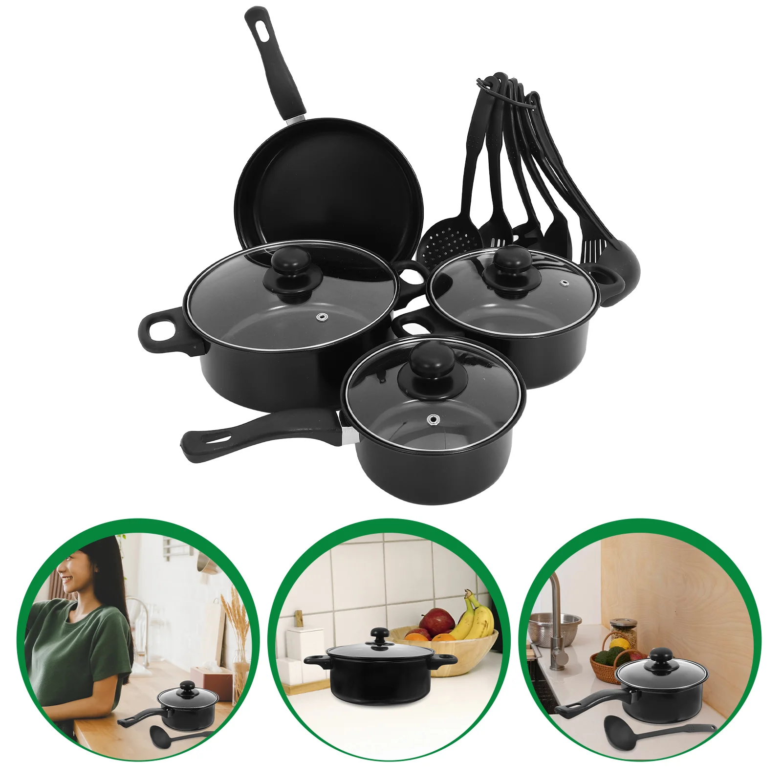 

Removable Seven-piece Set of Pots Griddle Pan Cast Iron And Pans Flat Refined Travel Kitchen Appliances