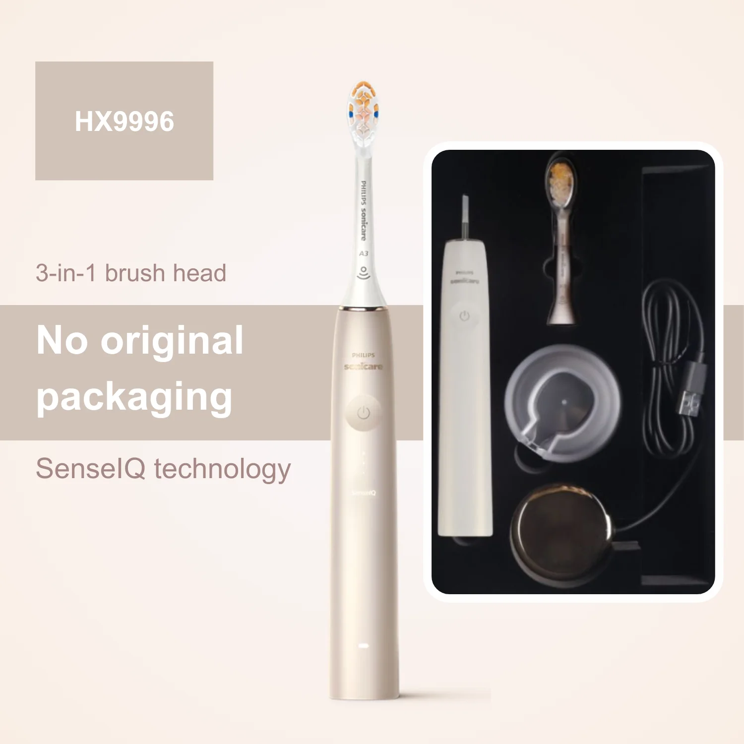 Philips Sonicare 9900 Prestige HX9996, No Original Box, SenseIQ precision sensing technology can detect