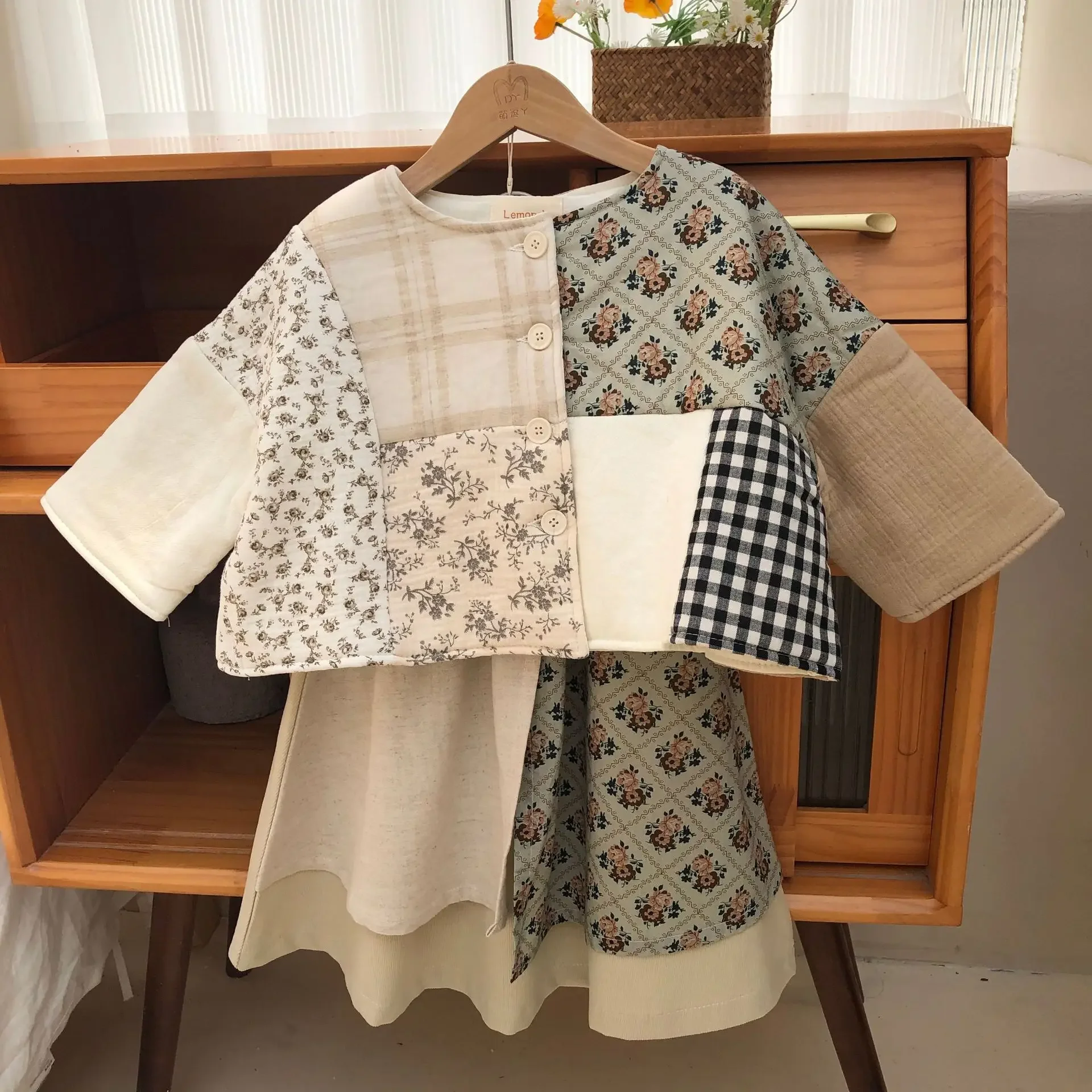 Children Clothing 2023 Autumn Winter Girls Baby Personality Asymmetry Korean Style Casual Simple Coat and Skirt Two Piece Set