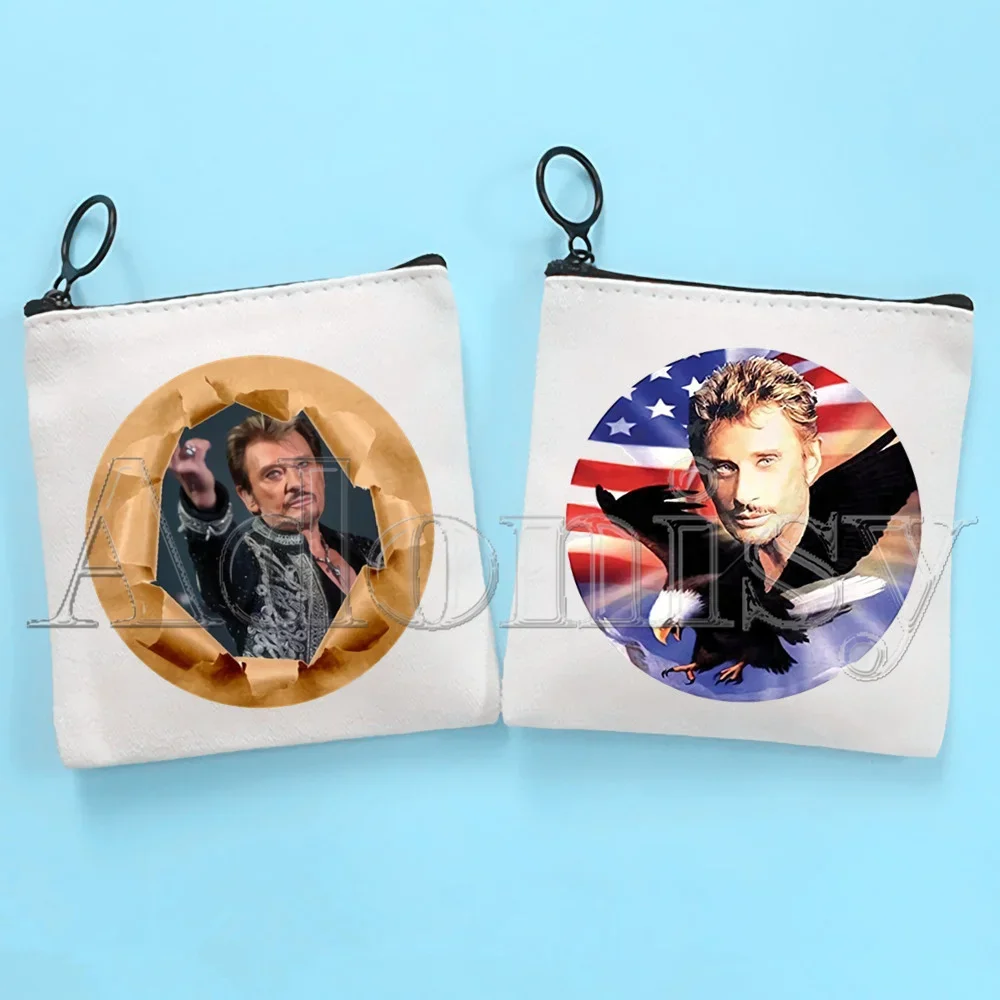 Johnny Hallyday Bolsa De Moedas De Lona, Bolsa Bonito, Pequeno Fresco, Zipper Key Bag, Presente Da Mão, Cor Sólida, Novo